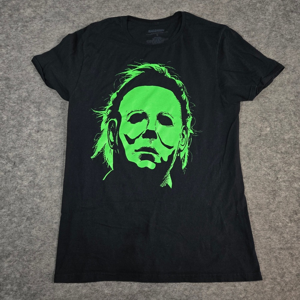 Halloween Mens Black Michael Myers Neon Graphic T-Shirt Small